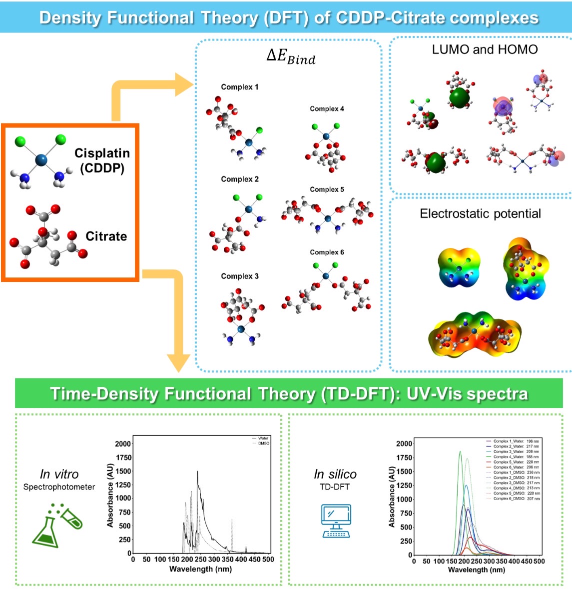 Theoretical investigation of structure and electronic properties in Cisplatin-citrate complexes