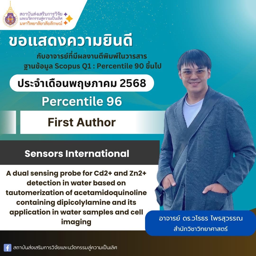 ขอแสดงความยินดีกับ อาจารย์ ดร.วโรธร ไพรสุวรรณ กับผลงานตีพิมพ์ในวารสาร ฐาน SCOPUS ที่มีค่า Percentile 96