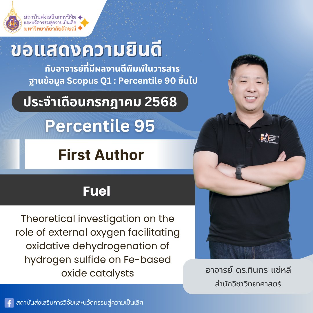 ขอแสดงความยินดีกับ อาจารย์ ดร.ทินกร แซ่หลี กับผลงานตีพิมพ์ในวารสาร ฐาน SCOPUS ที่มีค่า Pecentile 95