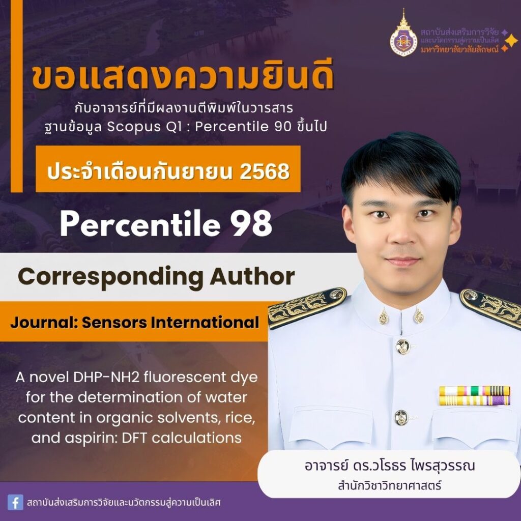 ขอแสดงความยินดีกับ อาจารย์ ดร.วโรธร ไพรสุวรรณ กับผลงานตีพิมพ์ในวารสาร ฐาน SCOPUS ที่มีค่า Percentile 98