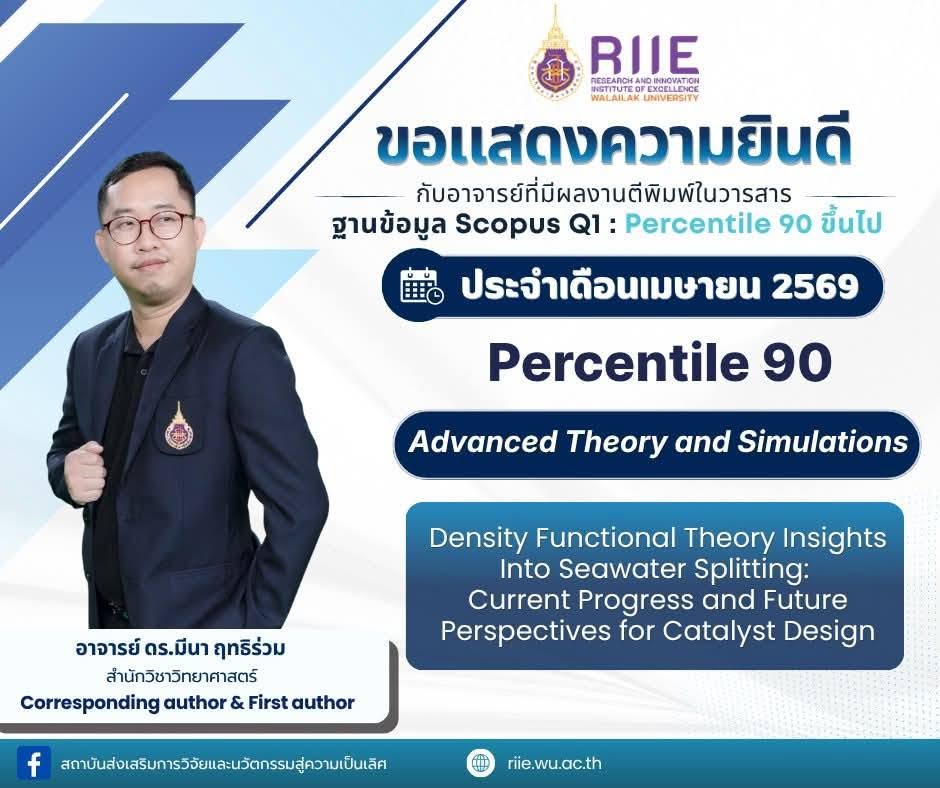 ขอแสดงความยินดีกับ อาจารย์ ดร.มีนา ฤทธิร่วม กับผลงานตีพิมพ์ในวารสาร ฐาน SCOPUS ที่มีค่า Pecentile 90
