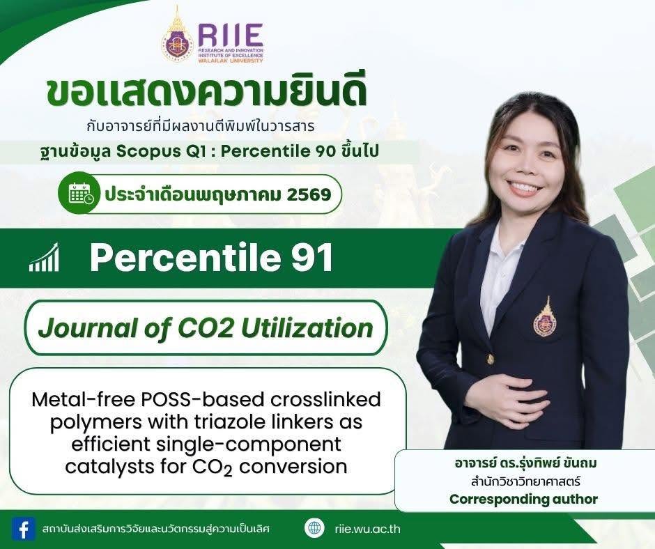 ขอแสดงความยินดีกับ อาจารย์ ดร.รุ่งทิพย์ ขันถม กับผลงานตีพิมพ์ในวารสาร ฐาน SCOPUS ที่มีค่า Pecentile 91